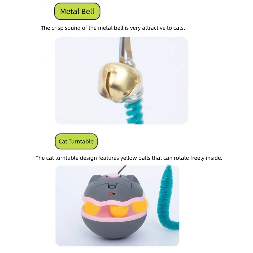 

With Bell Cat Tumbler Toy Roller Track Tumbler Design Electric Cat Roller Track Rotating Cat Teasing Stick For Indoor Cats