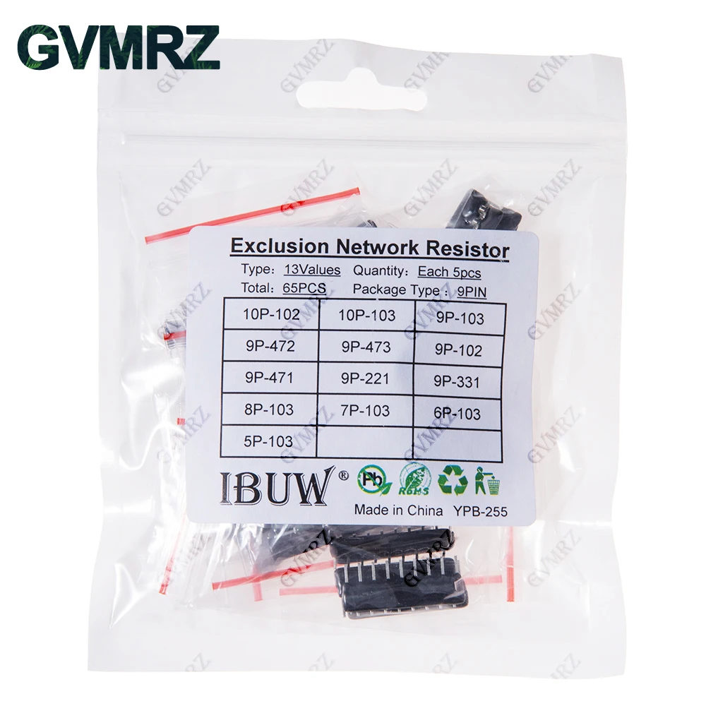 65pcs=13value*5pcs Resistor Network Array kit Assortment set 9A103 9A102 9A472 9A221 9A331 9A471 7A103 5A103 6A103 8A103 10A103
