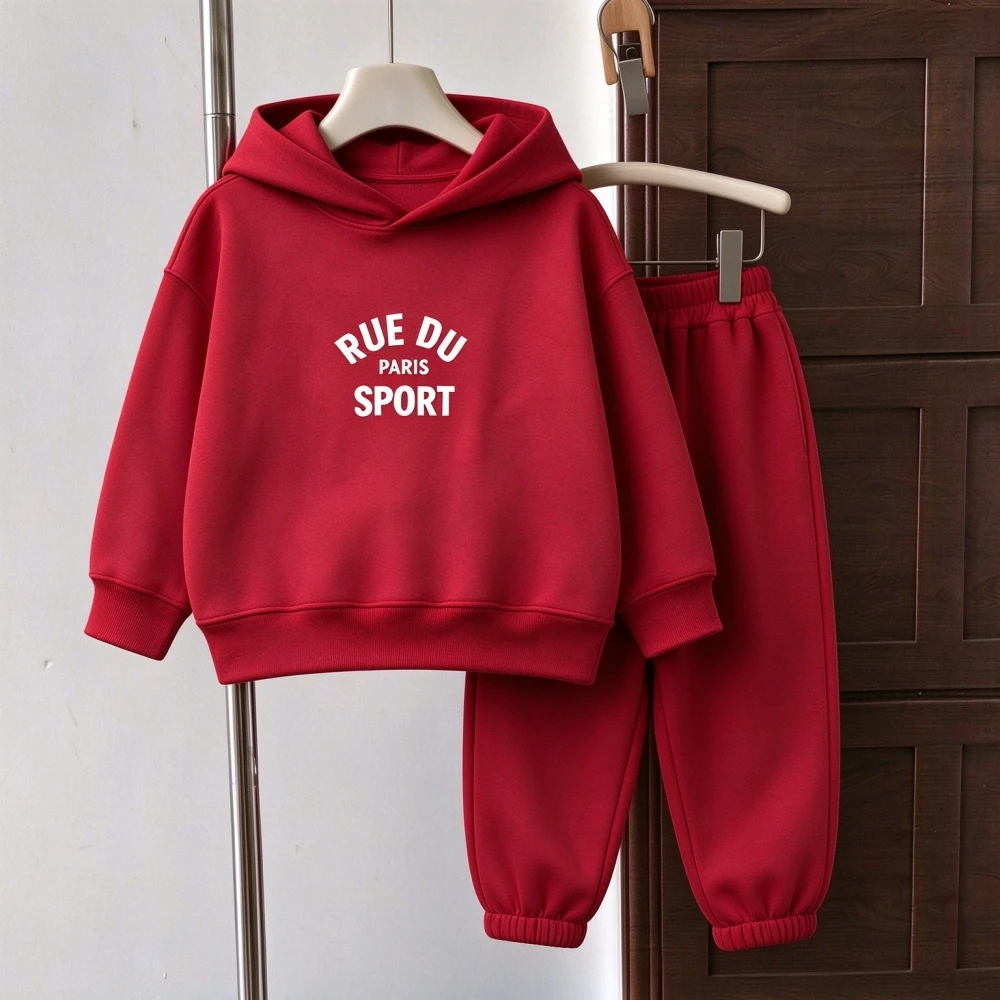 Boys Girls 2-piece Set Children Hoodie Autumn Clothes Baby Soft Touch Hooded Pullover With Cute Cartoon Graphics Trendy Outfit