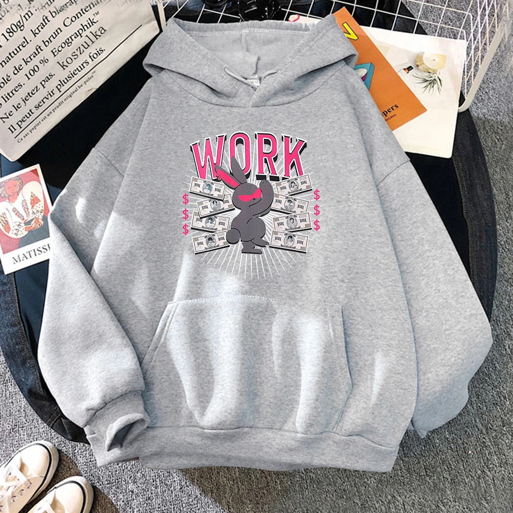 2024 Ateez Gotta Work Money Mito Hoodie Kawaii Rabbit Women Harajuku Aesthetic Hoodies Unisex Fleece Pullover Sweatshirt Vintage