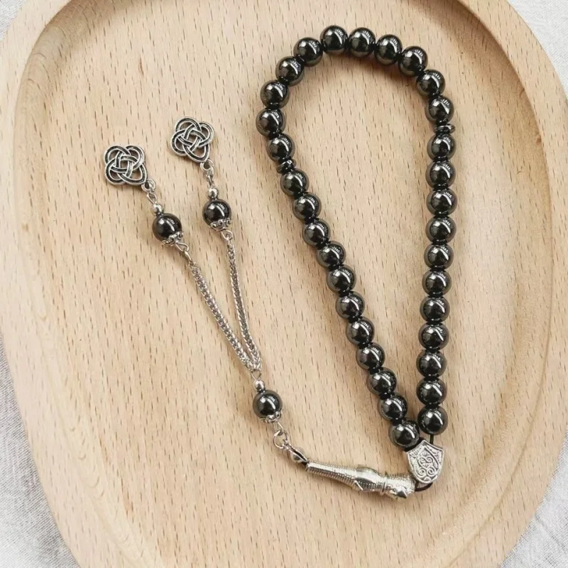 Exquisite black gallstone 8 mm 33 rosary beads beaded Islamic Arab Turkish prayer beads bracelet