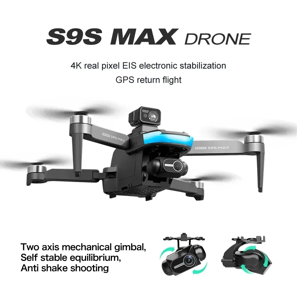 LS-S9S Max Drone 4K HD Dual Camera 2-Axis PTZ GPS Laser Obstacle Avoidance EIS Electronic Stabilization Brushless Dron Toy 2KM