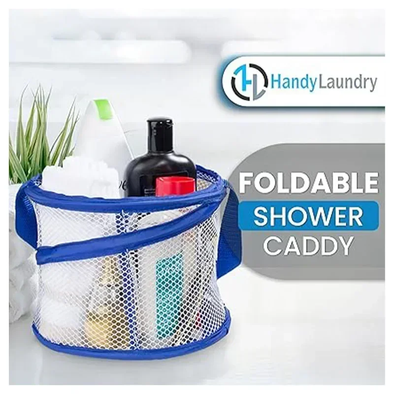 SE18 Foldable Shower Caddy - Collapsible, Portable, Drainage Hole, Carry Handle, Large Compartments. Great Organizer for Camp,