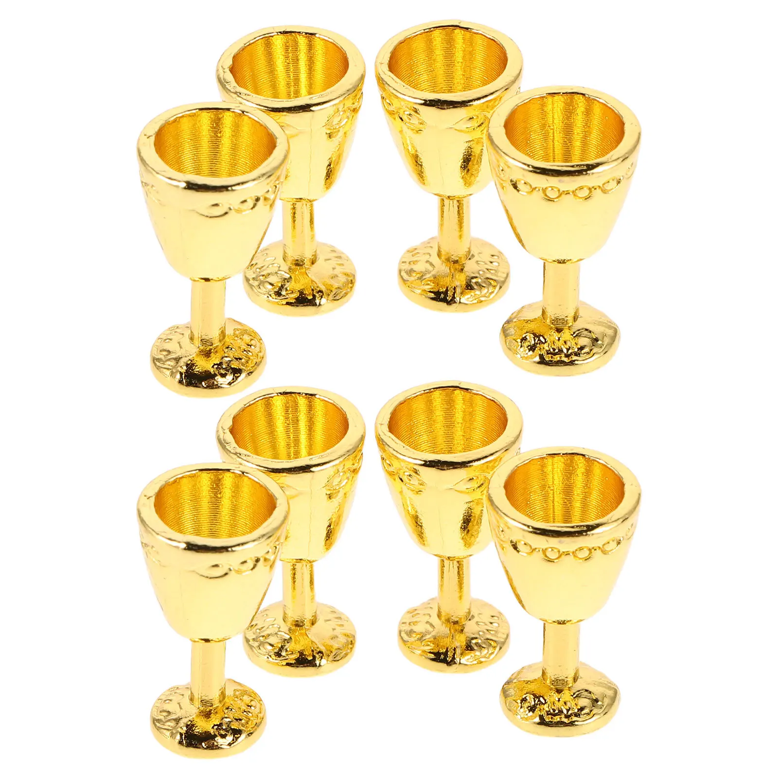 

8 шт. миниатюрных бокалов с тиснением — реалистичные миниатюрные винные чашки для декора кукольного домика и украшения праздничных сцен