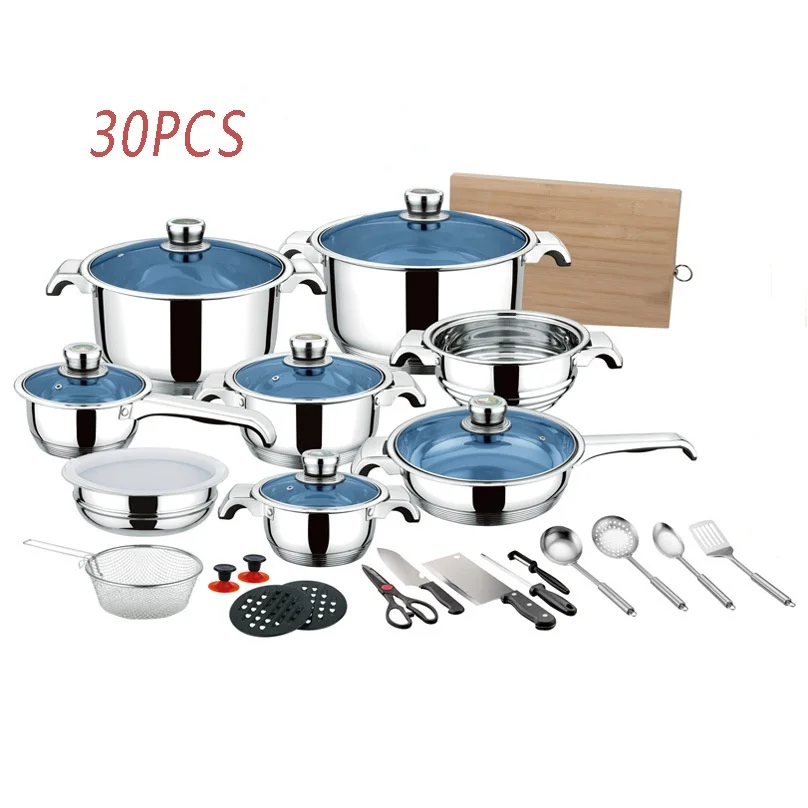 Custom African Style 30/50PCS Stainless Steel Pot Set Tableware Set Kitchenware Kitchen Accessories Cookware Sets Tableware