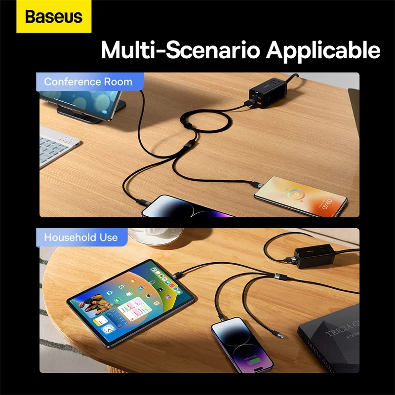 Baseus 3in1 USB Cable Fast Charging for iPhone 14 13 12 Pro Max 3.5A Micro USB Type C Cable for Samsung Xiaomi Redmi Phone Cord