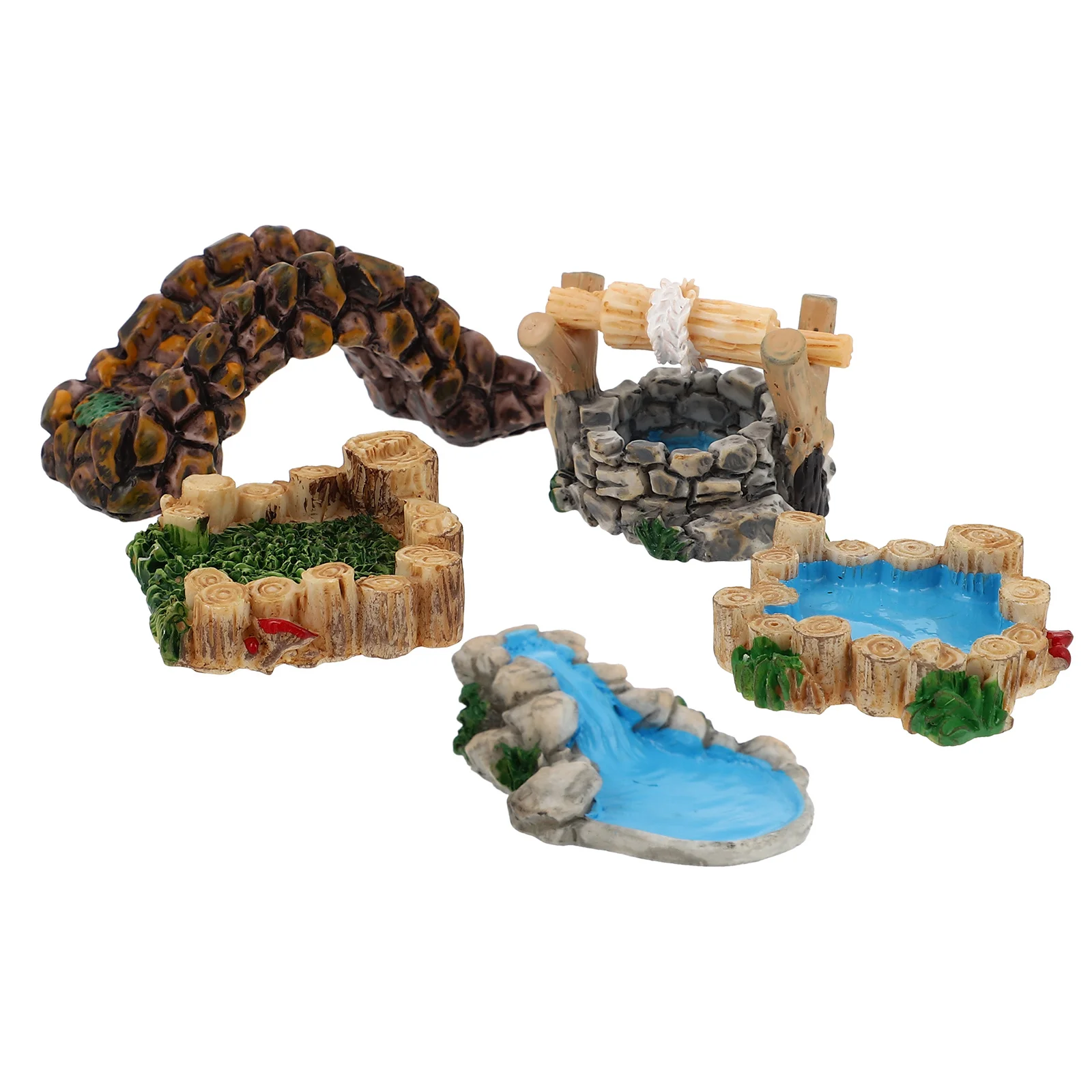 5 Stück Harz Mini Bridge Ornamente für Retro Landschaft Garten Dekor Micro Landschaft Handwerk Miniatur Ornament