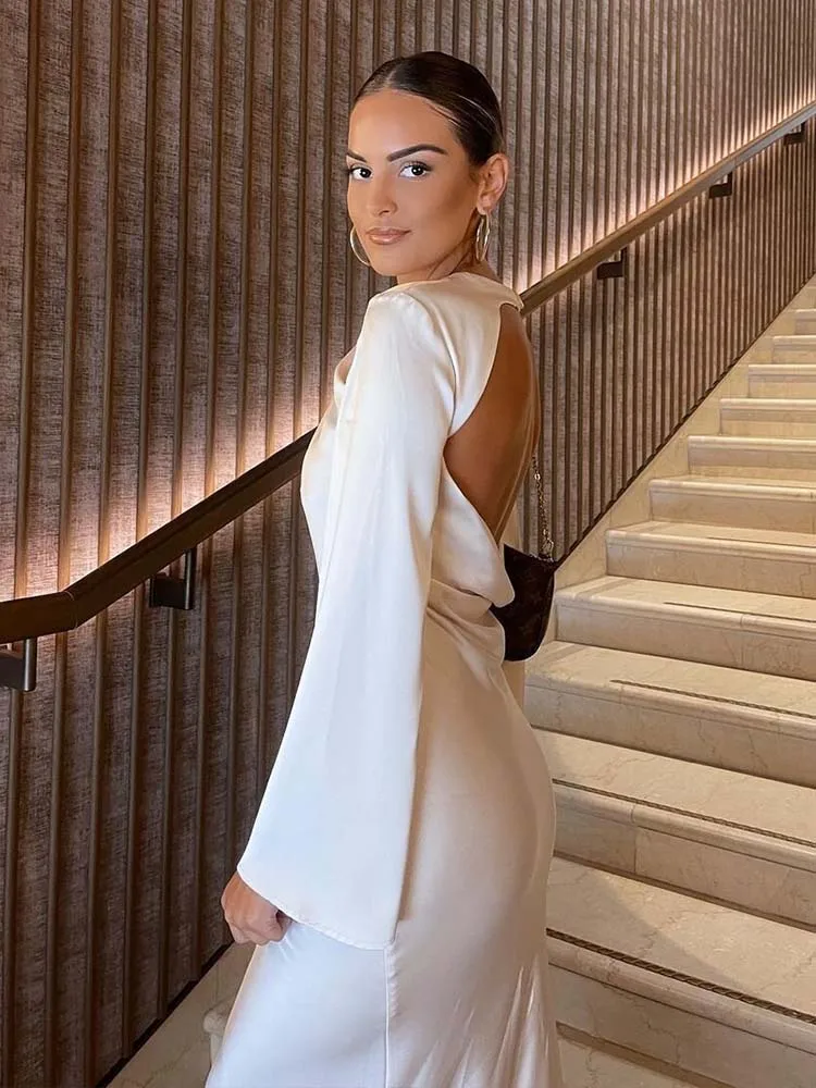 KLKXMYT TR Bal Satijn Lang Dr Dames Maxi Dr Ele Faionable Herfst 2023 Ander materiaal 00%