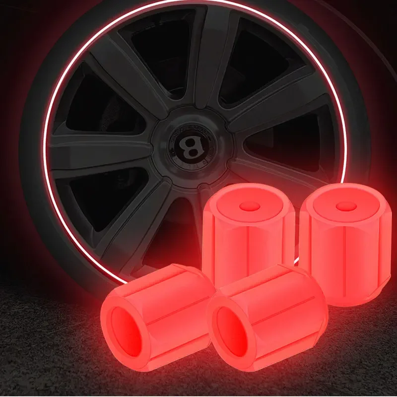 10/20PCS Luminous Valve Caps Fluorescent Red Night Glowing Car Motorcycle Bicycle Wheel Styling Tyre Hub Universal Cap Decor view 3