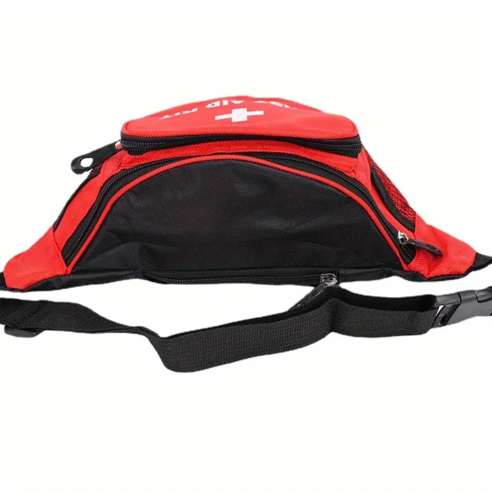 First Aid Fanny Pack Medical Storage Red Travel Rescue Waist Bag Empty Pouch Compact Survival Medicine Pocket Container