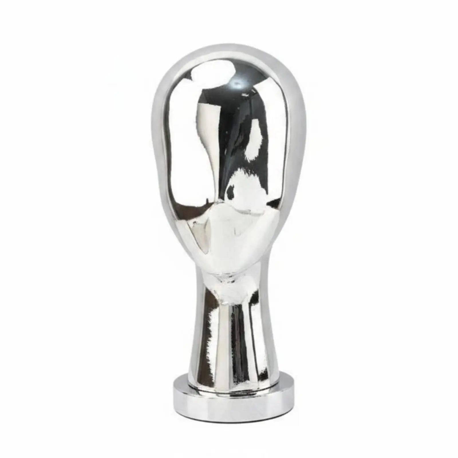 Mirror Head Sculpture Realistic Silver Head Bust Geometric Elegance Design Vibe