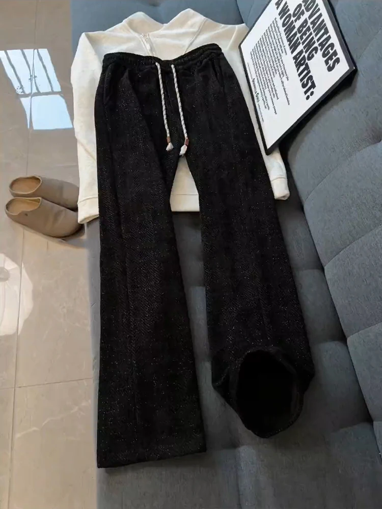 

Мужские зимние вязаные брюки Bla с флисовой подкладкой, свободные, прямого кроя, модные, стильные, удобные