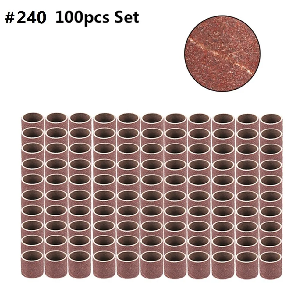 ชุดขัดกลอง 1/2 นิ้ว 100pcs Carborundum โรตารี่เครื่องมือ Sanding Bands แขนชุดบดขัดยี่ห้อใหม่