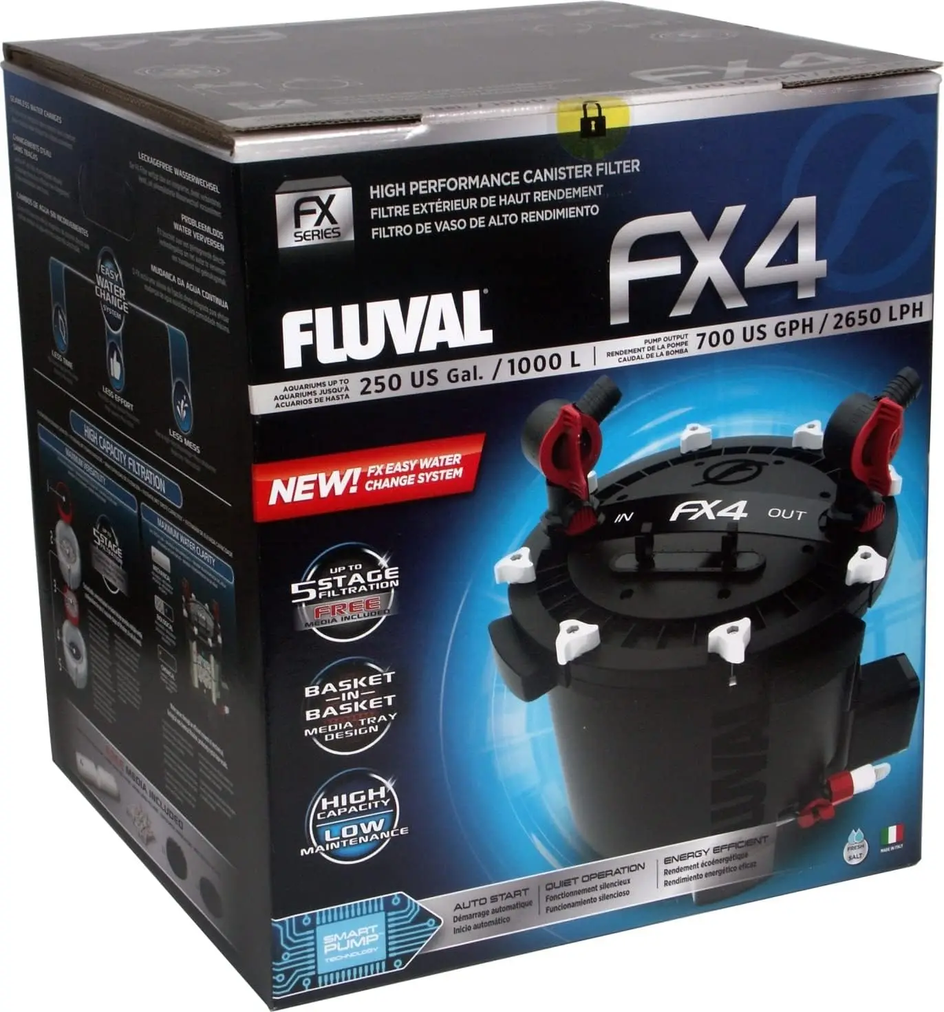 FX4 High Performance Canister Aquarium- Multi-Stage Filtration, Built-In Powered Water Change System,