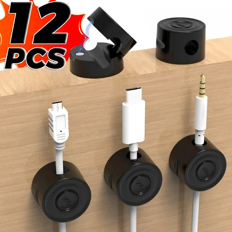 Magnetic Cable Clips Adhesive Smooth Cord Holder Desktop Cable Management Winder Keeper Cable Organizer Holder Wall Mounted Hook