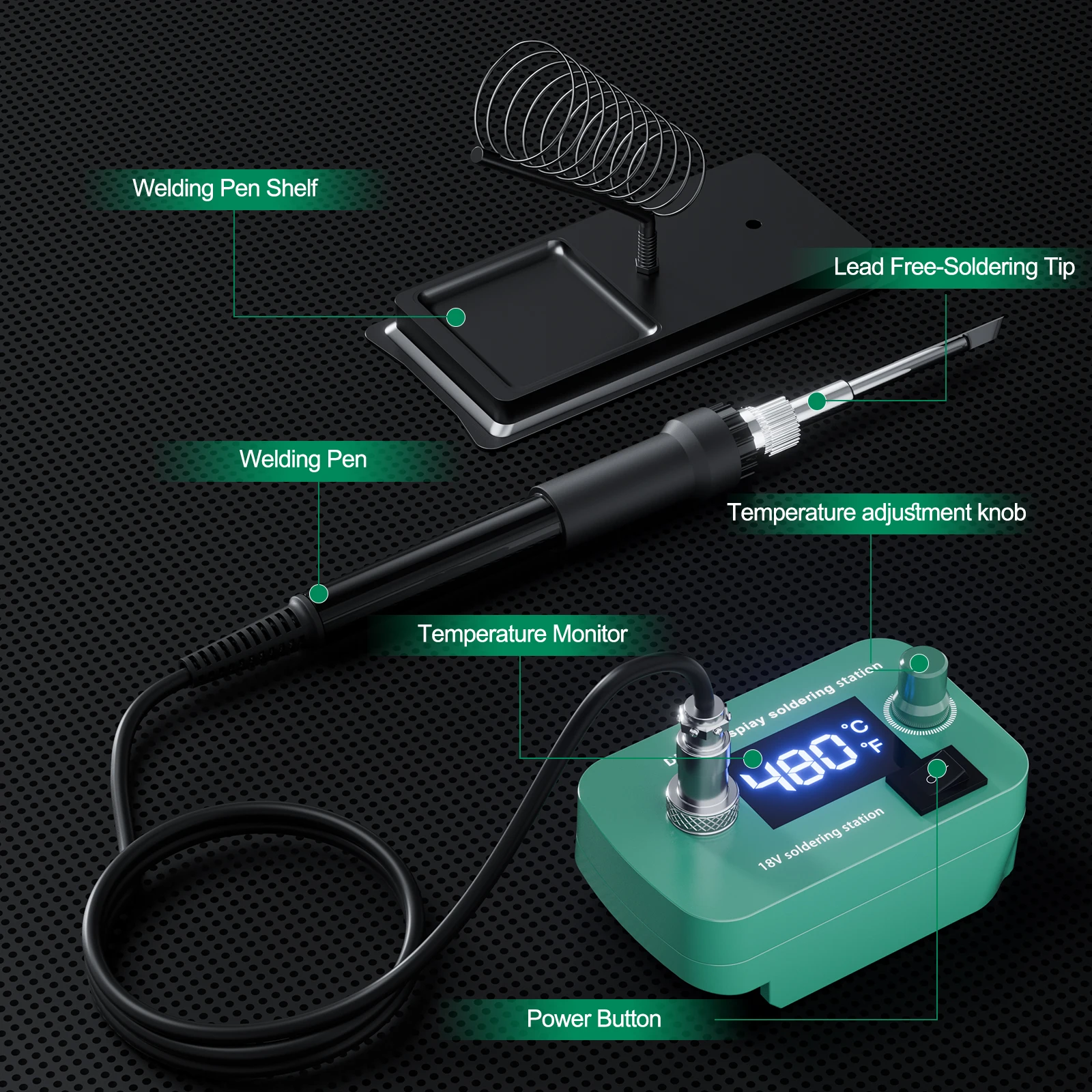 Cordless Soldering lron For Bosch 18V Battery 300-510 Temperature Adjustable Electric Welding Kit  60W PCB Repair Power Tool