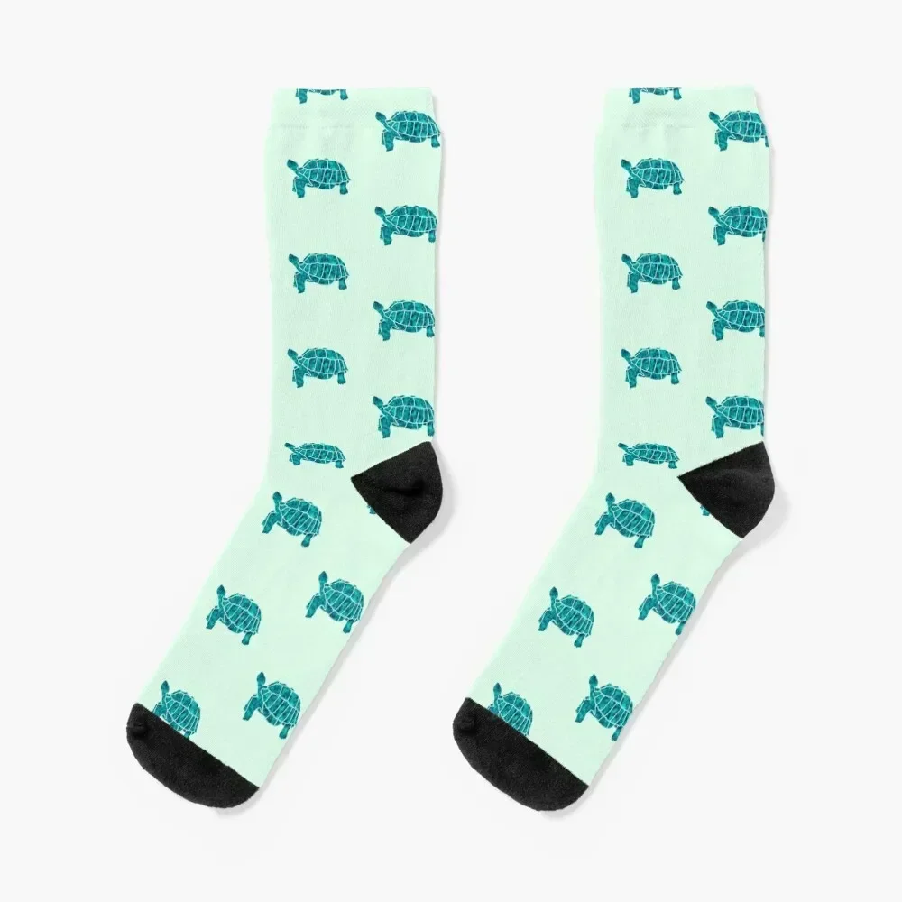 Sulcata Tortoise Silhouette (turquoise) Socks hiking summer Women Socks Men's