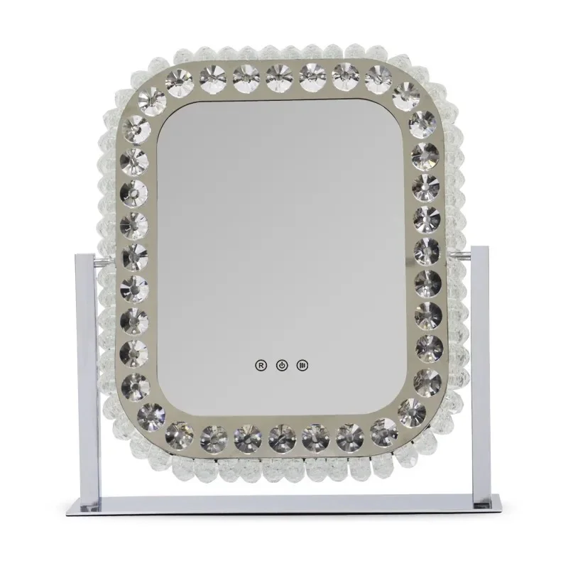 Diamond Luxury Style Crystal Crushed Led Light Illuminated Vanity Mirror With Lights