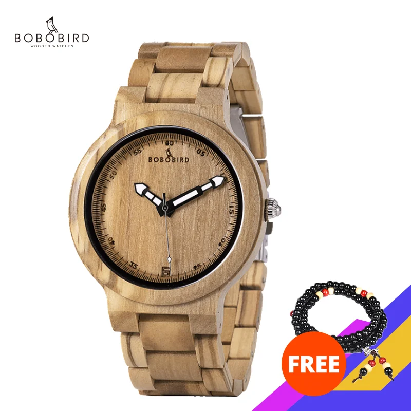 

Handmade Wooden Men Watches Luxury Wood Quartz Wristwatch BOBOBIRD Top Brand Timepieces In Wooden Gift Box relogio masculino