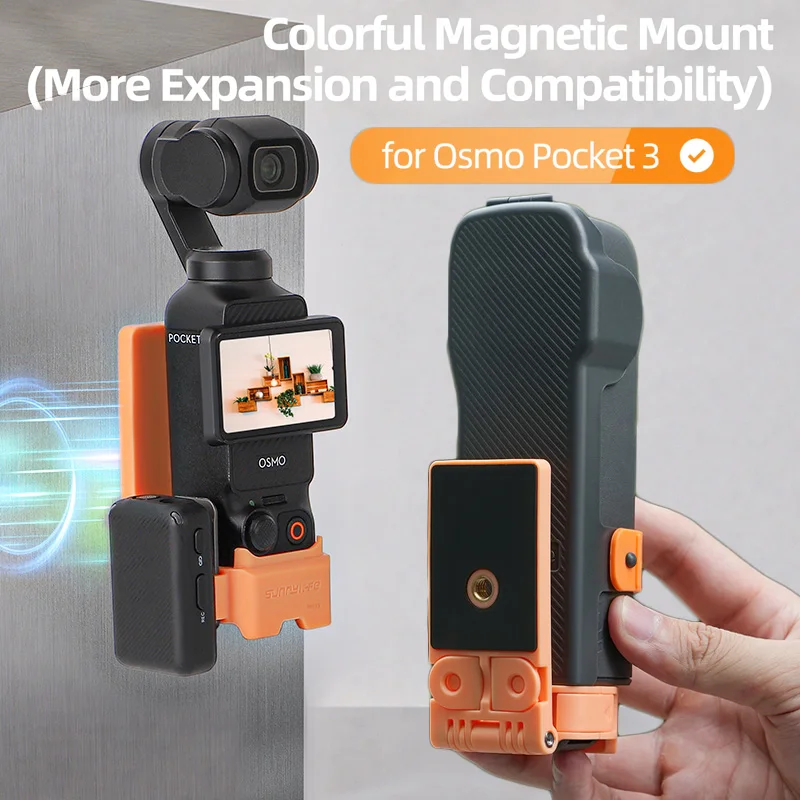 Magnetische Halterung für Osmo Pocket 3, zerlegungsfreie magnetische Halterung, 1/4 Kaltschuhwinkel, verstellbarer Desktop-Basis-Erweiterungsadapter