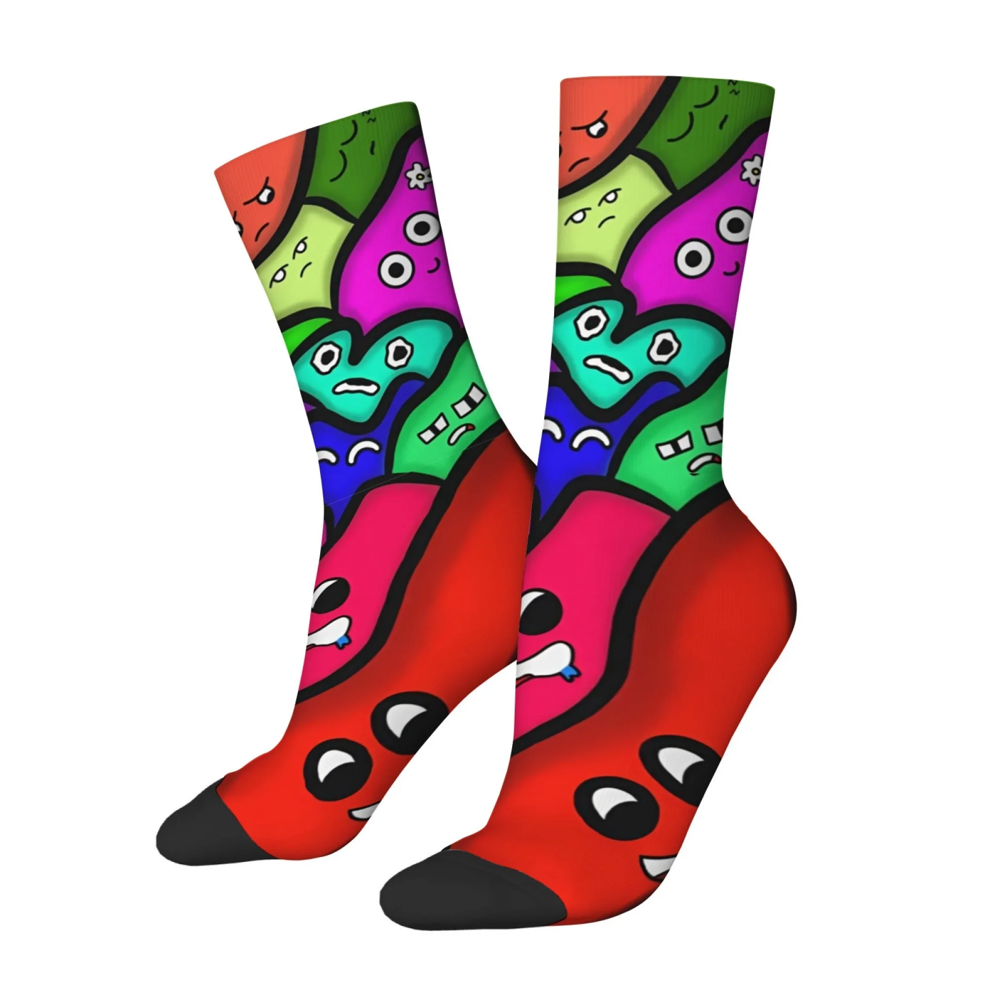 Funny and Quirky Monster Print Men's Mid-calf Socks Novelty Cartoon Retro Harajuku Style Socks Soft Breathable and Fun Socks