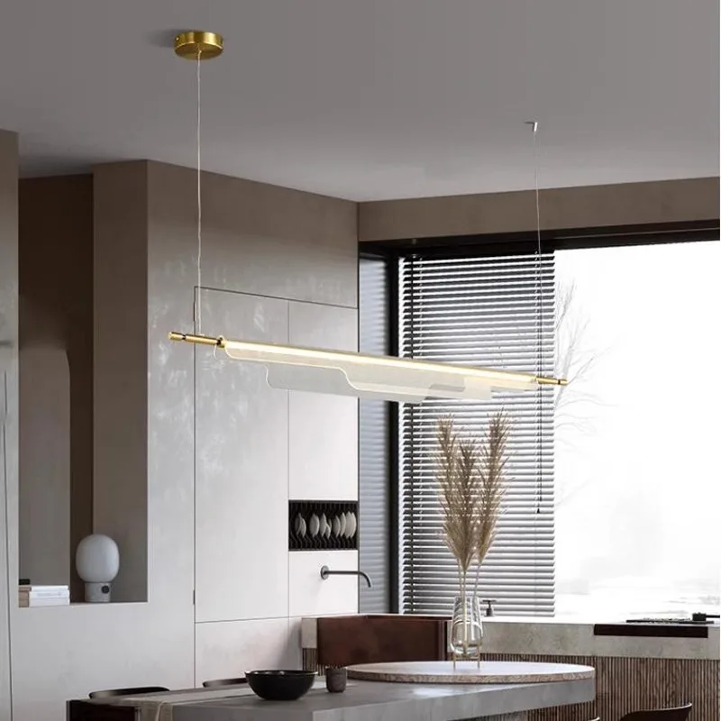 Modern Minimalist Long LED Pendant Lights Home Lighting Fixture Restaurant Hanging Lamp for Ceiling Dining Table Decor Lustre