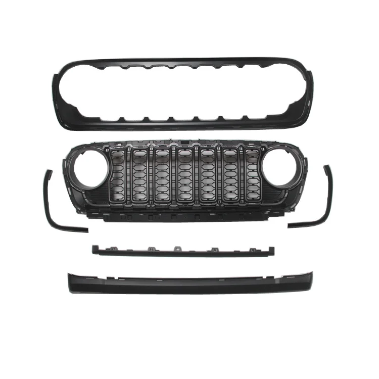 

Customized Car Accessories Black Front Bumper Grill Grille With Light for jeep wrangler JL2018-2024