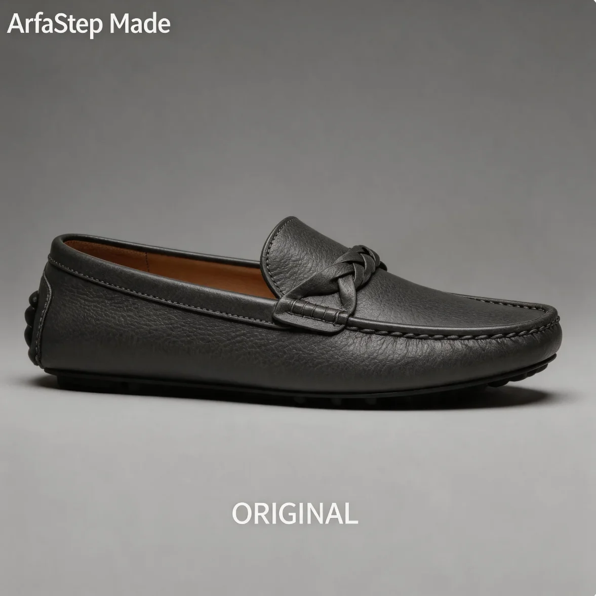 

ArfaStep Men's Gray Loafers Driving Shoes Casual Slip-On Moccasins Comfortable Flat Walking Shoes Business Leather Shoes Brown
