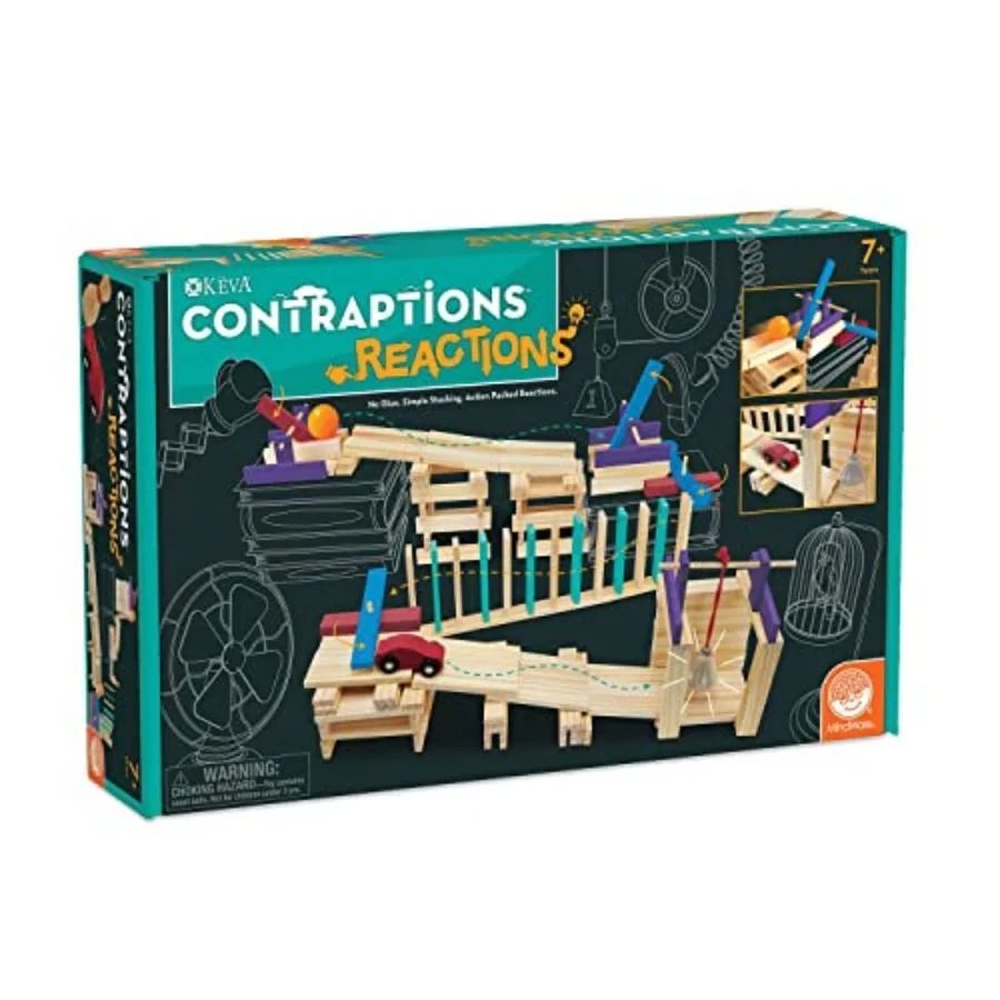 

KEVA Contraptions Reactions Planks Building Toy for ball maze construction natural wood brown free-form design with 178 planks