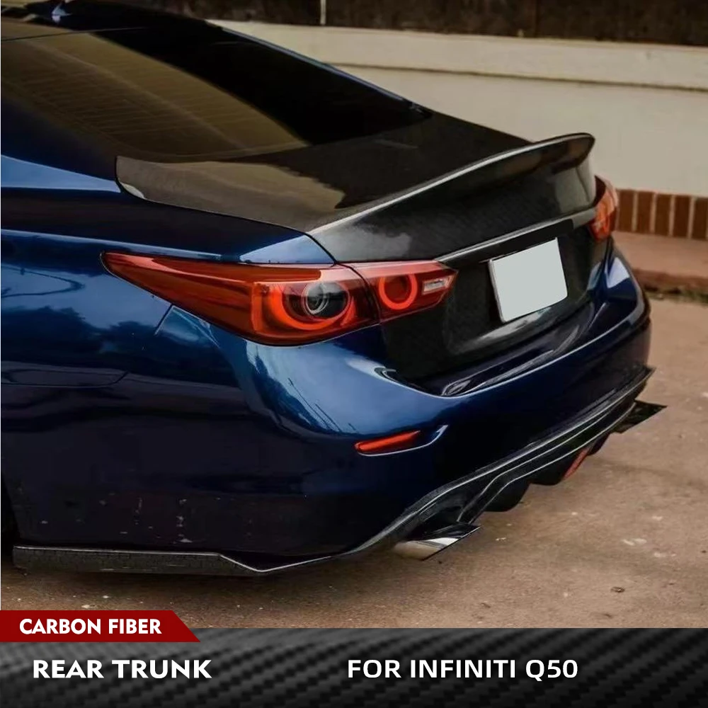 

For Infiniti Q50 2014-2017 Carbon Fiber Racing Rear Trunk Cover Ducktail Rear Trunk Boot Lid Trunk Lid Tail Spoiler Gate Cover
