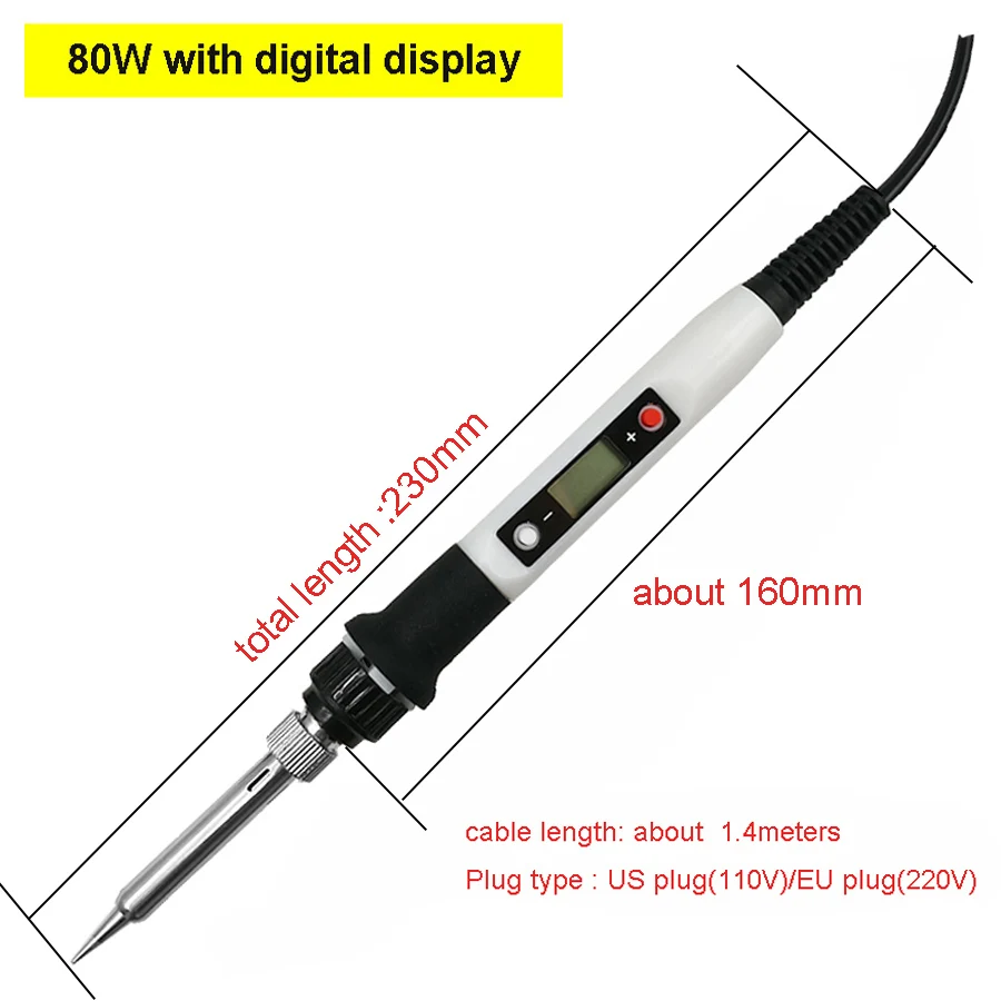 80W Digitale Elektrische Lötkolben Set Kit 220V 110V Temperatur Einstellbar LCD Display Solder Schweißen Eisen Werkzeug tipps – Detail 9