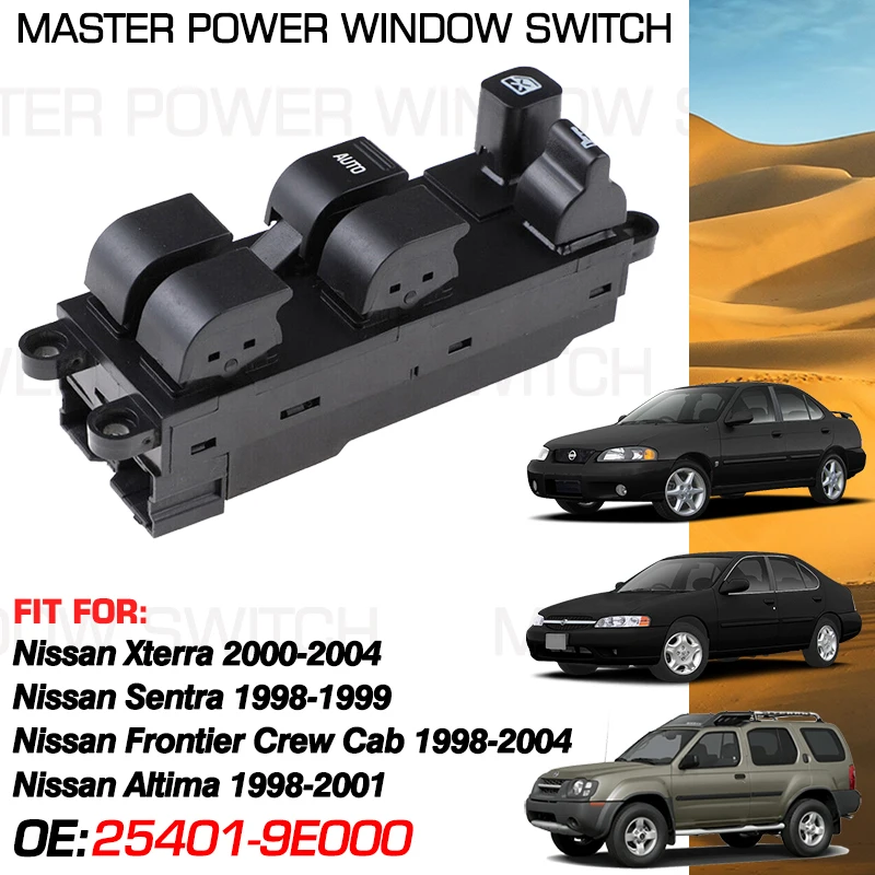 Front Left Master Power Window Switch Button 25401-9E000 For Nissan Frontier Xterra Sentra Altima 1998-2001 14 Pins 25401-2M120