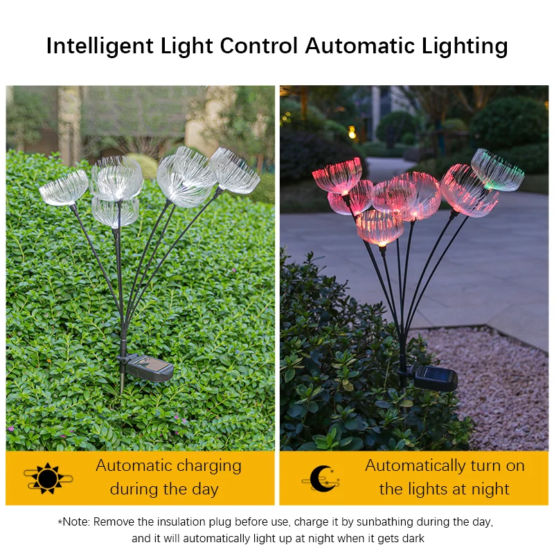 Luce solare per meduse da esterno 2 pezzi, luci da percorso, lampada a LED in fibra ottica, per cortile, giardino, villa, prato, campeggio impermeabile