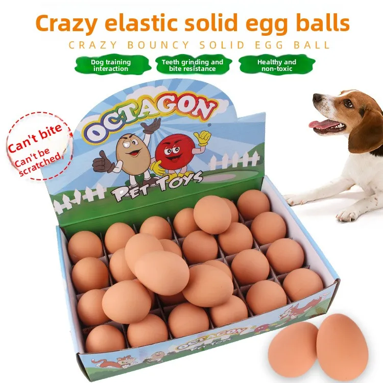 

2PC Pet Dog Toy Bouncing Realistic Egg Resistant Chew Funny Puppy Novelty Bouncy Expression Rubber Eggs Interactive Pet Supplies
