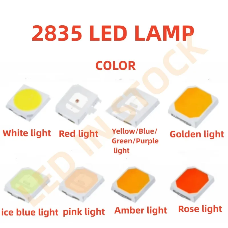 الصمام الثنائي الباعث للضوء 2835 ، رقاقة led ، 0.2 واط ، الأحمر والأصفر والأزرق والأخضر والأبيض والأبيض الدافئ والأرجواني والبرتقالي والوردي