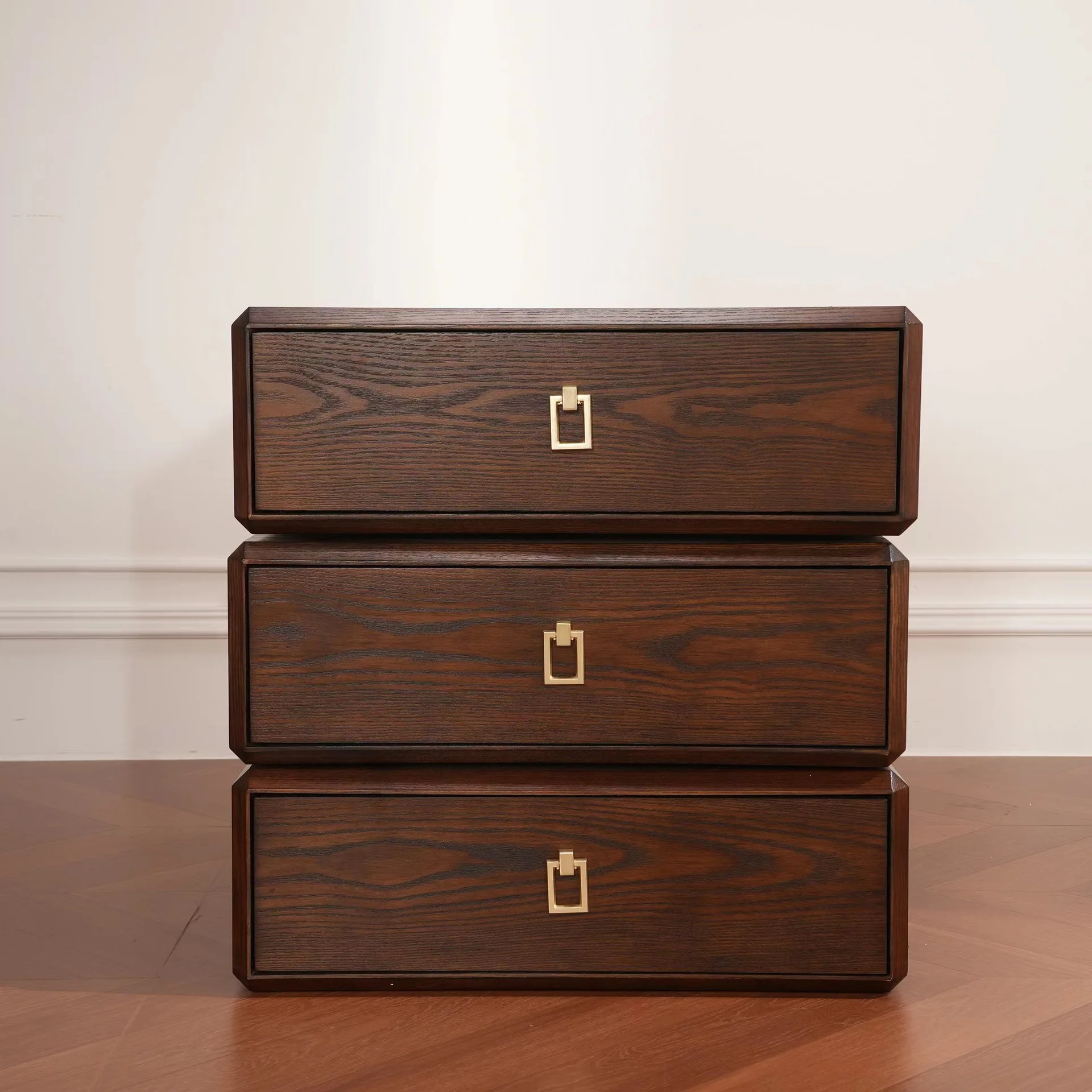 YFY walnut rotating three-bucket cabinet, sofa side table, living room locker