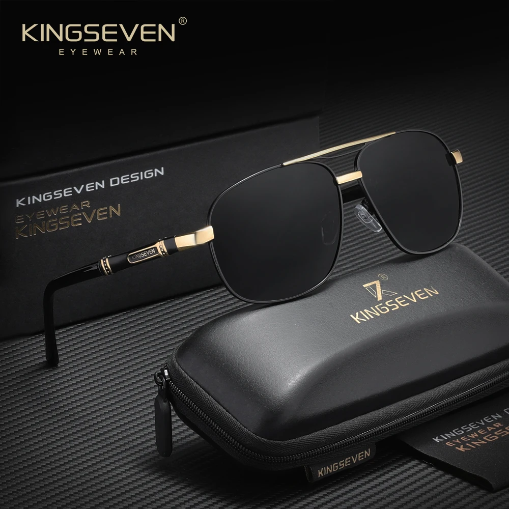 

KINGSEVEN Brand Fashion Alloy Sunglasses Driving Protection Glasses For Men Women Polarized UV400 High Quality Eyewear