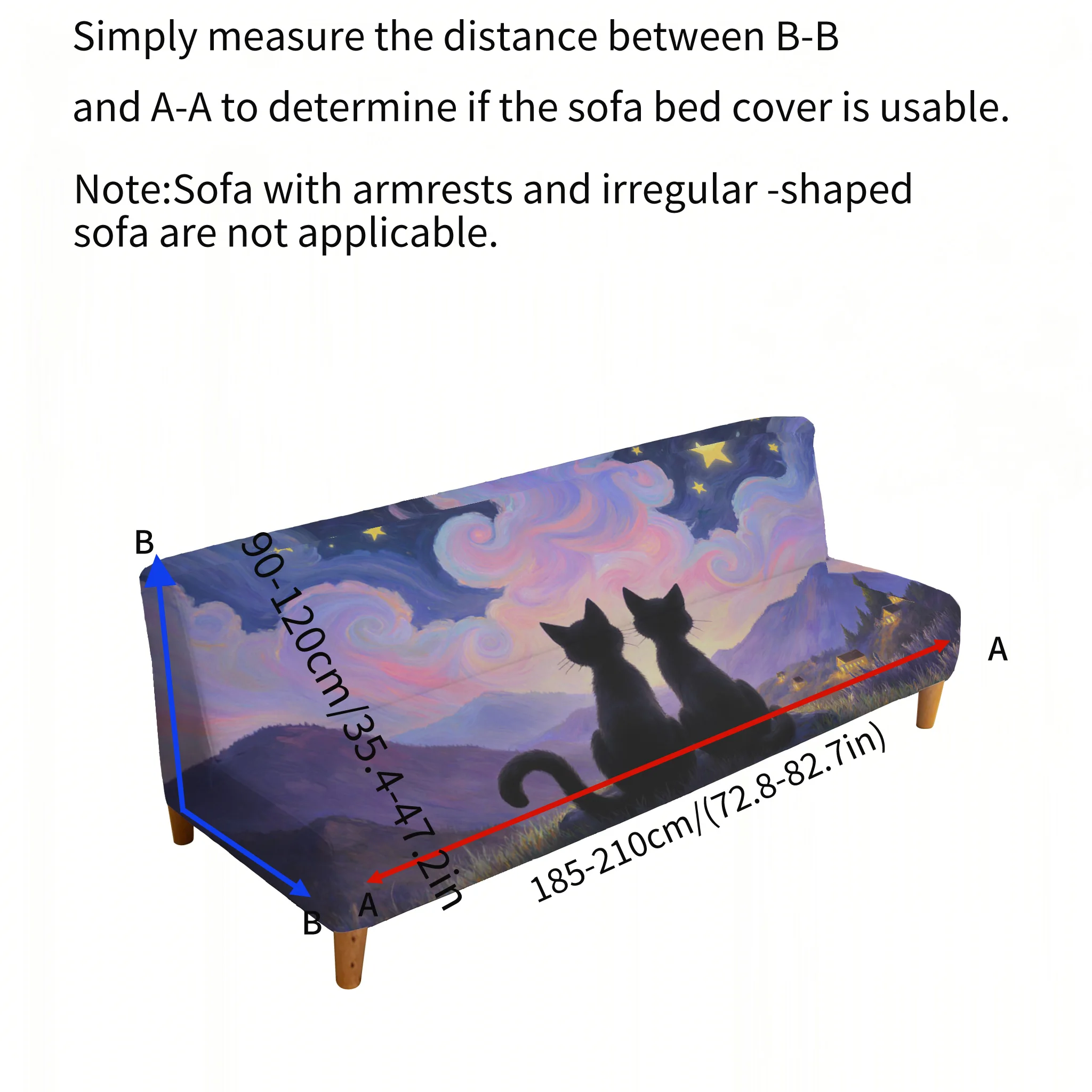 Purple starry sky cat elastic sofa cover, non-slip and scratch-proof furniture protective cover, easy to install