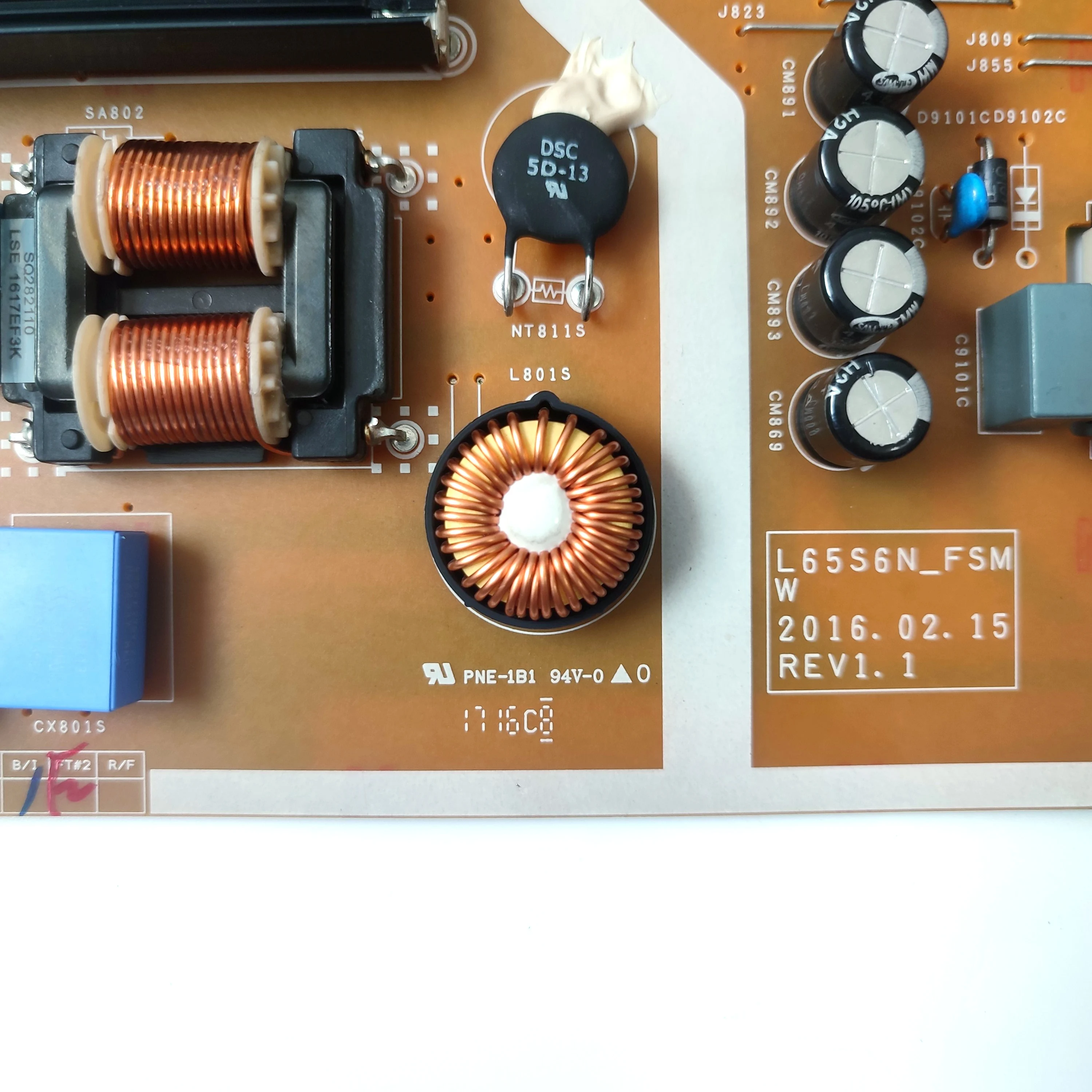 Echte originele voeding/LED-kaart BN44-00808D BN44-00808 BN 4400808   PSLF261S07A L65S6N_FSMW REV 1.1 is voor LCD TV-onderdelen