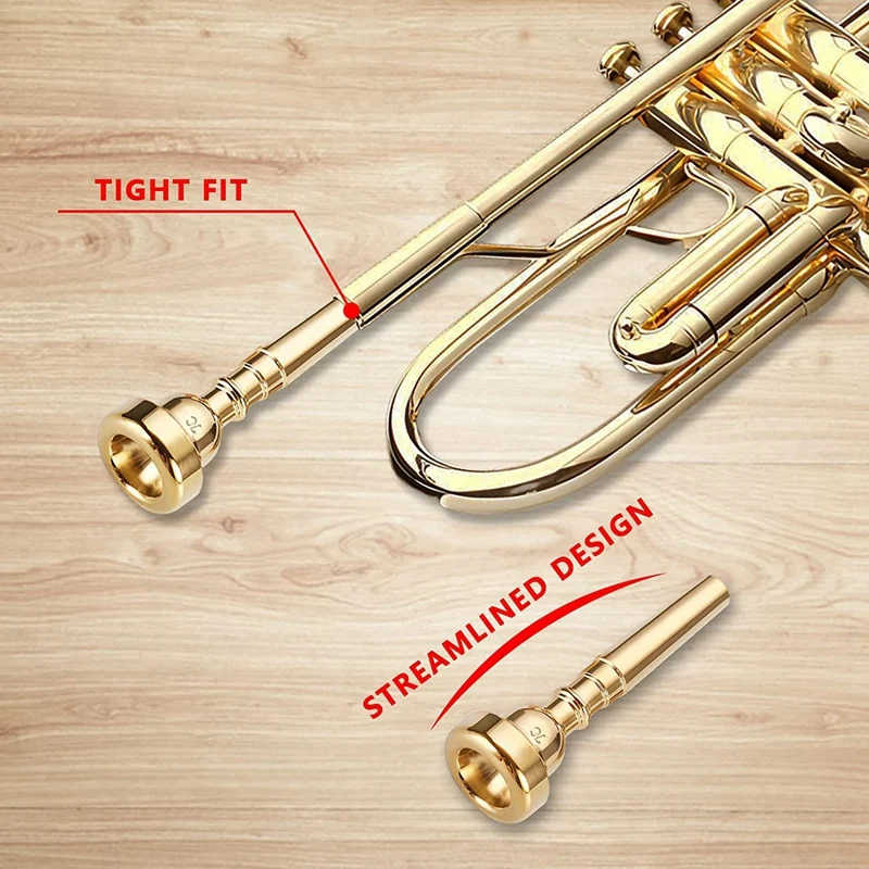 3PCS Trumpet Mounthpiece Set (3C 5C 7C) Gold Plated For Beginner Musical Trumpet Spare Parts Accessories Or Finger Exerciser