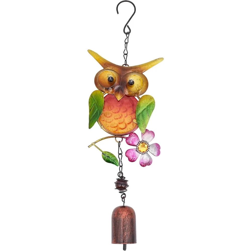 13” Owl Wind Chimes for Outside Rustic Copper Animal Metal Wind Bell Memorial Gifts Garden Yard Decor Windchimes Owl