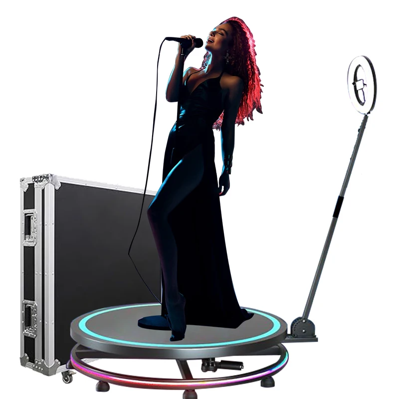 

Camera Studio Live Streaming With Travel Box Rotating Camera Wedding Party Event Video Booth Machine 360 Degree Photo Booth
