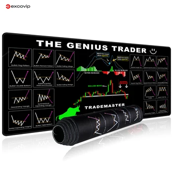 EXCO Stok Pazarı Mouse Pad Büyük Genius Trader Yatırımcı sümen Şamdan Grafik Mousepad Ofis Ev için Dikişli Kenar