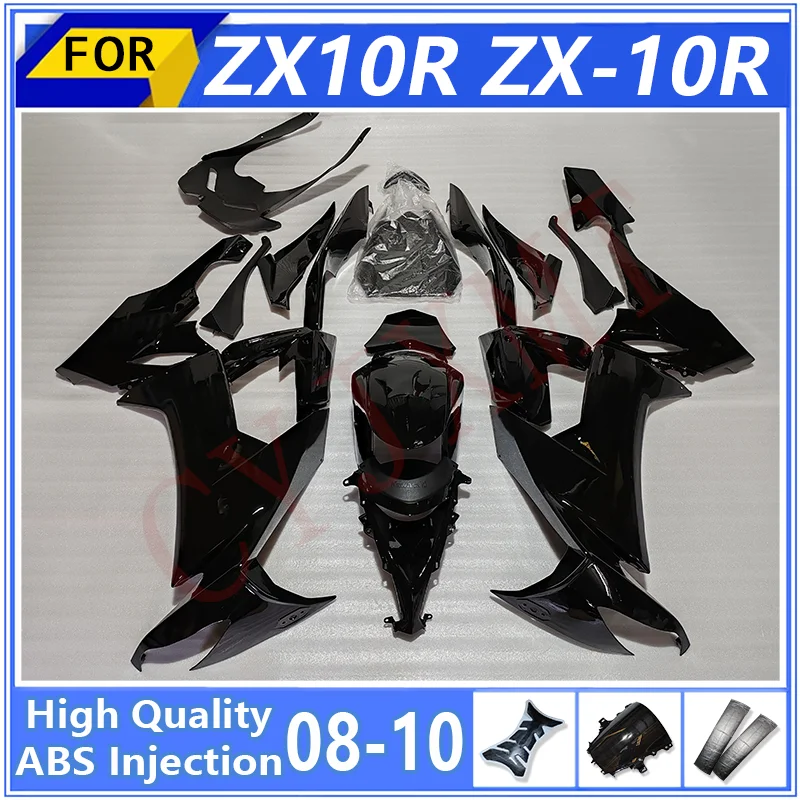 

Обтекатели мотоцикла из АБС-пластика для Kawasaki ZX10R ZX 10R 2008 2009 2010, черный комплект обтекателей ZX-10R 08 09 10, крышка кузова капота