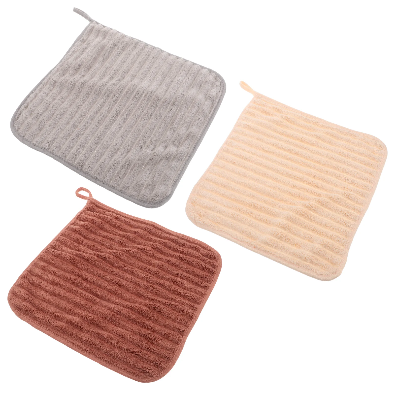 

3 Pcs Bath Towels Coral Fleece Soft Thick Wide Stripes High Absorbency Hanging Loop Quick Dry Pool Cartoon Kitchen Travel