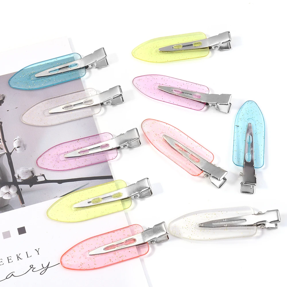 

20Pcs No Trace Hair Clips Handmade DIY Homemade Transparent Gel Shimmering Powder Hair Clip Bangs Clip Wash Side Clip Female