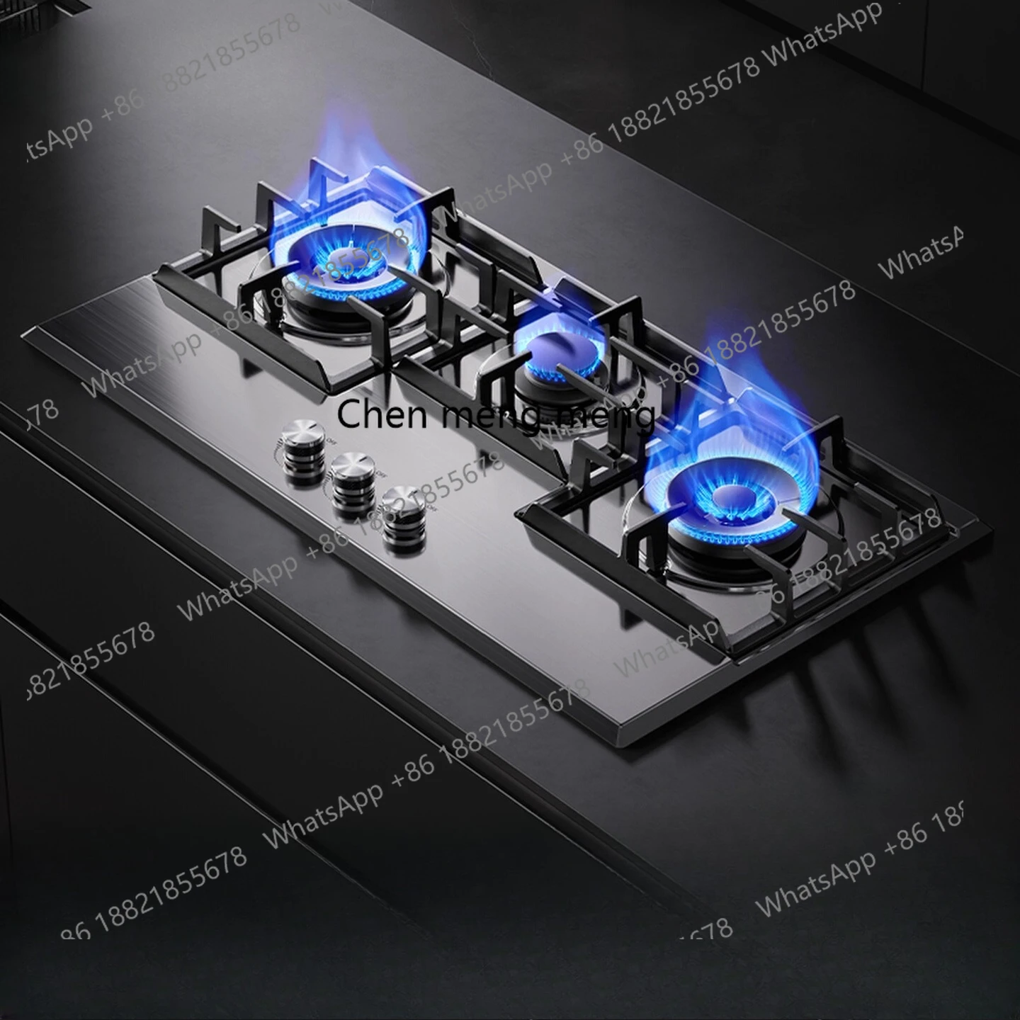 

Газовая плита с тремя глазами. Плита на сжиженном газе из нержавеющей стали. Бытовая двойная плита с таймером.