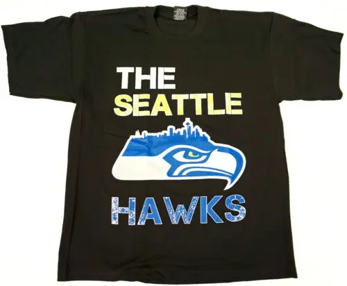 SEATTLE T-shirt SEAHAWKS Football Tee Men's MEDIUM Black New