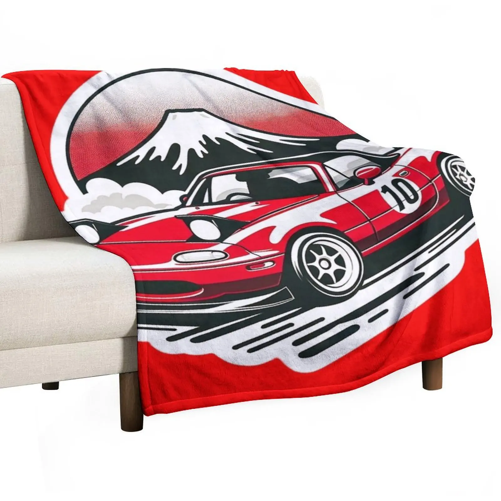 Very red Miata NA 10 in front of a mountain Throw Blanket All Weather Soft Throw Blanket for Sofa