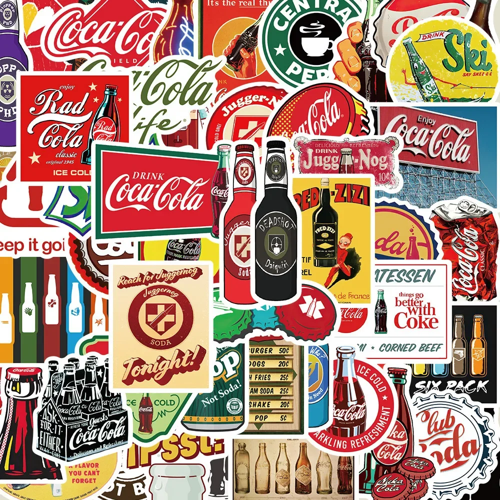 10/25/50 PCS Color Vintage Coke Bottle Stickers Personalized Decoration Luggage Compartment Notebook Waterproof Decals Stickers